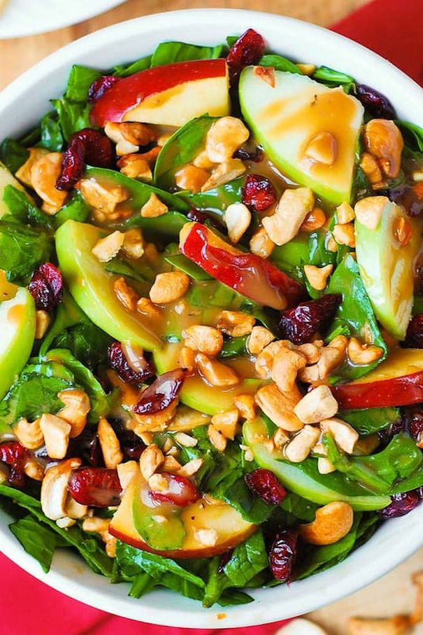 Apple Cranberry Spinach Salad