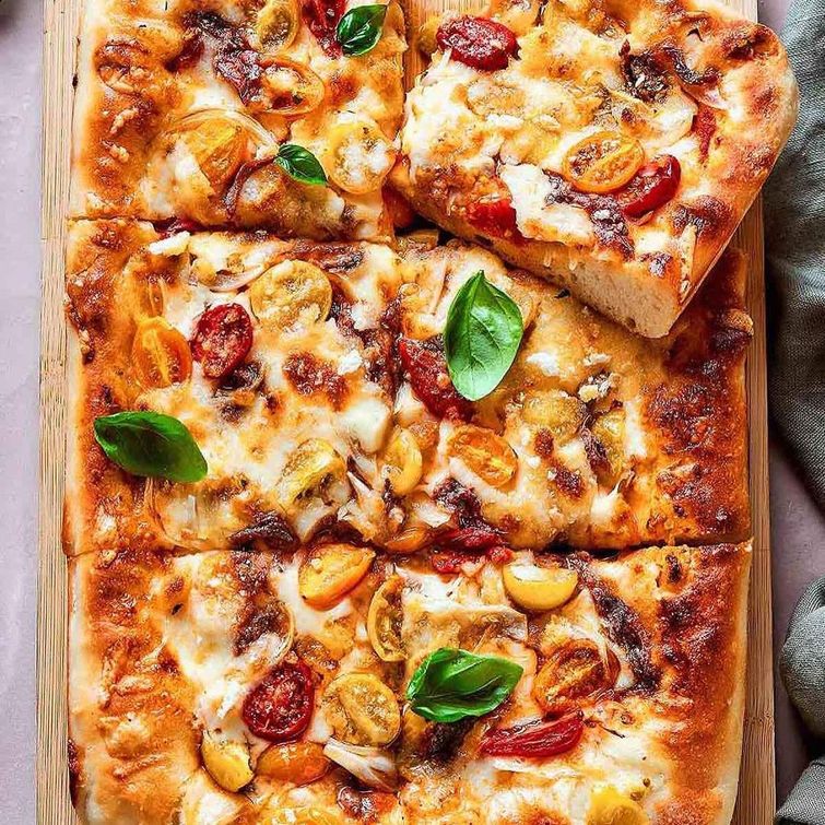 Homemade Sicilian-New York fusion pizza